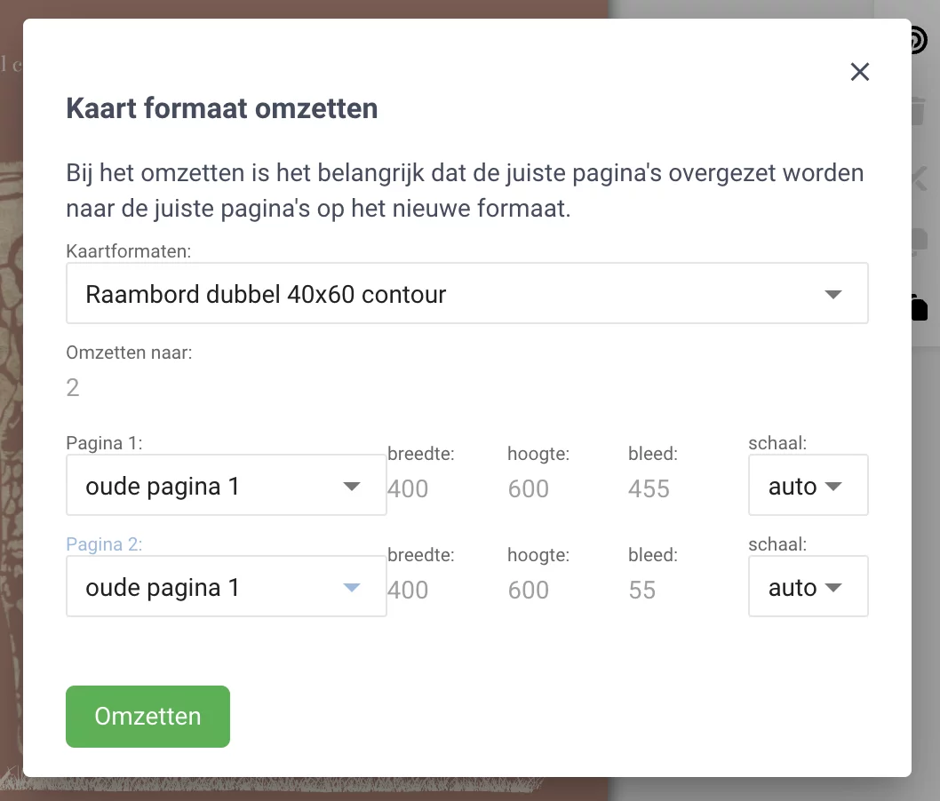 kaart naar raambord omzetten