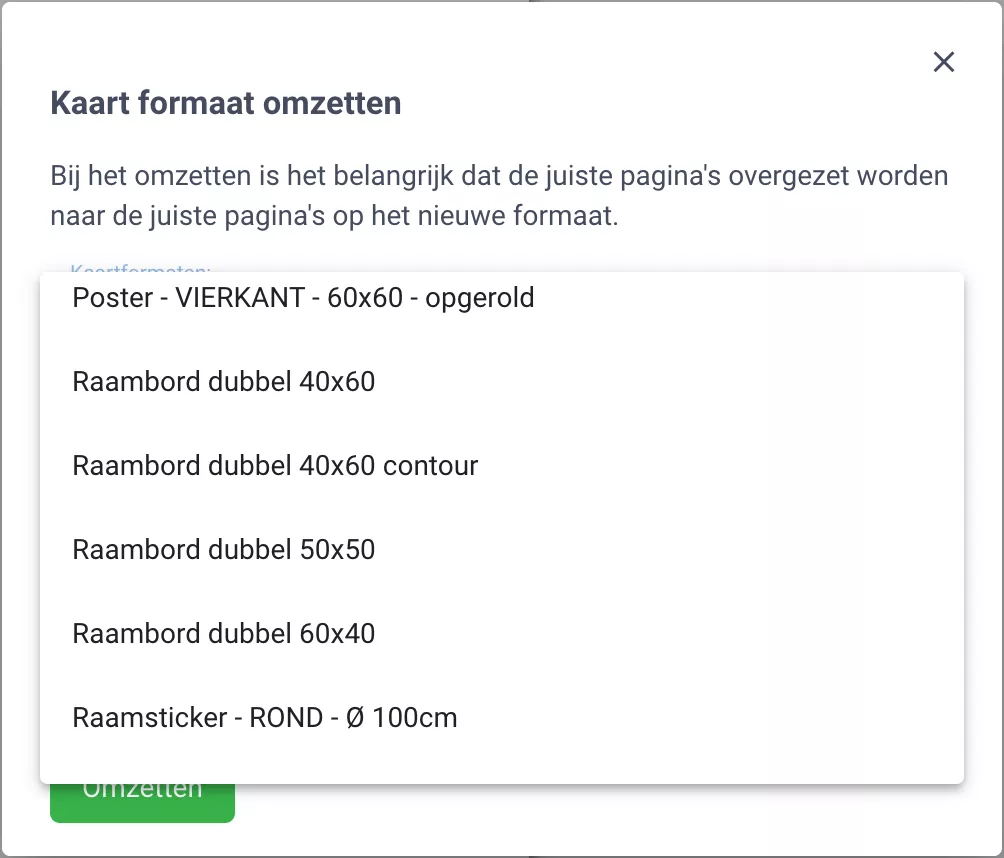 kaart naar raambord omzetten