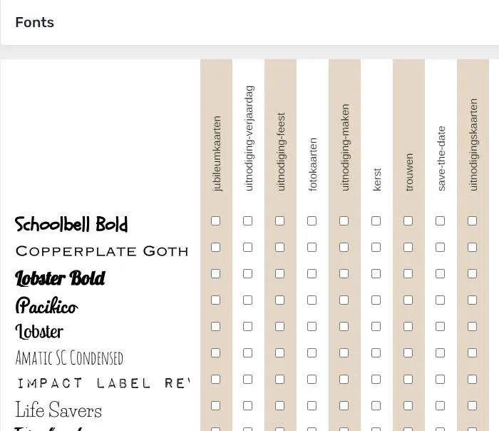 CMS: fonts instellingen