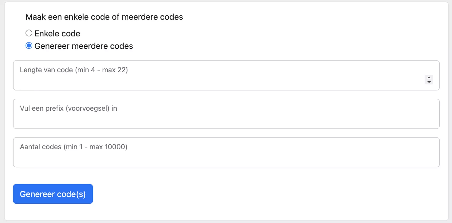 Codes genereren