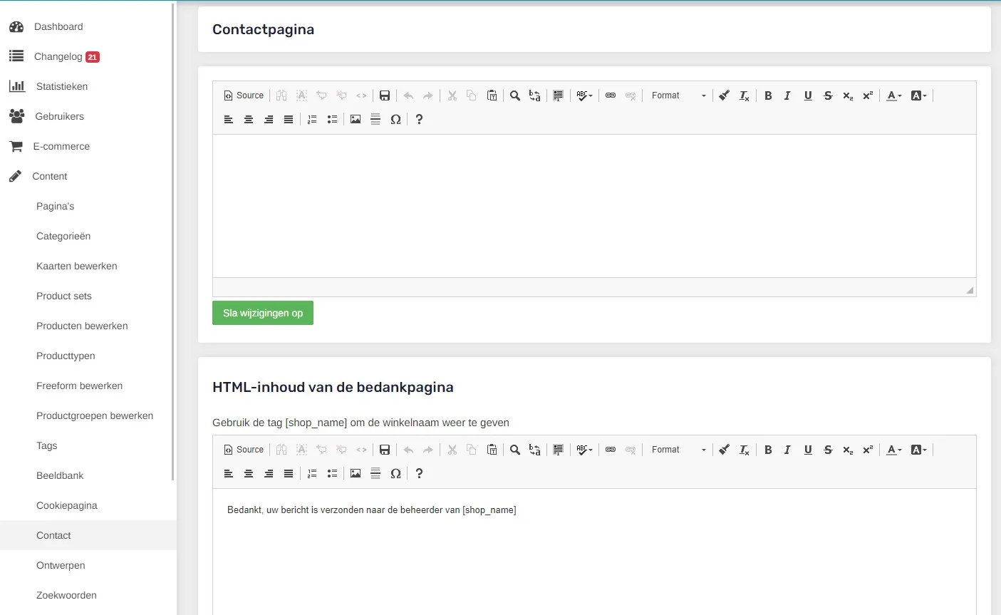 Contactpagina