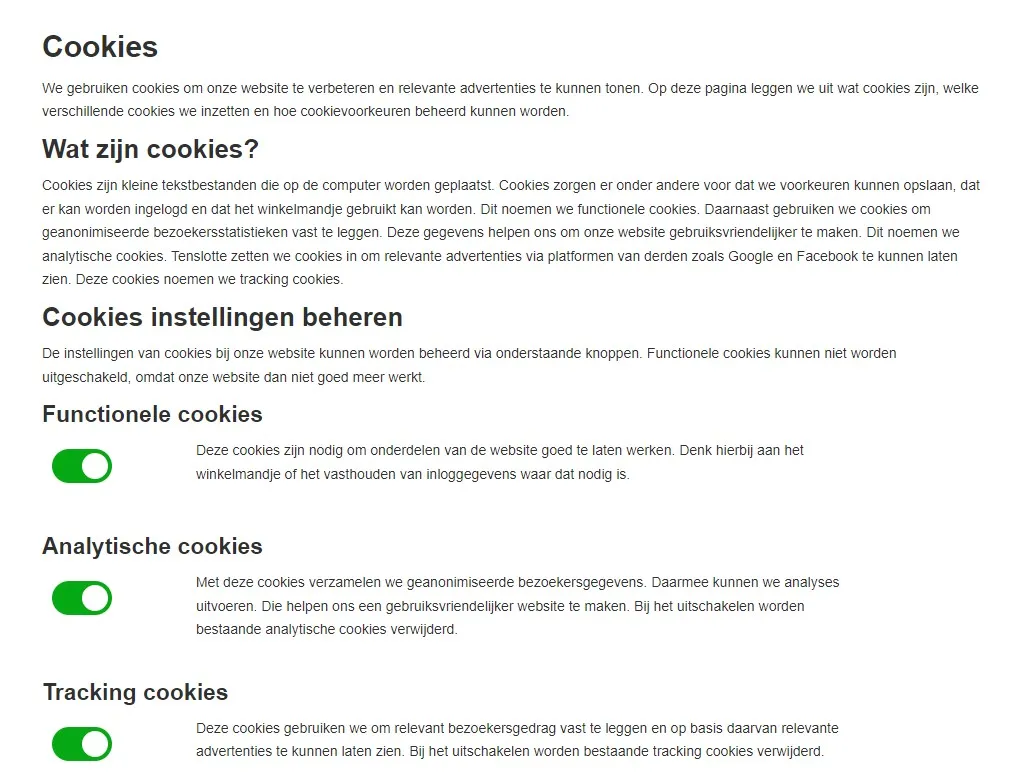 Cookiepagina