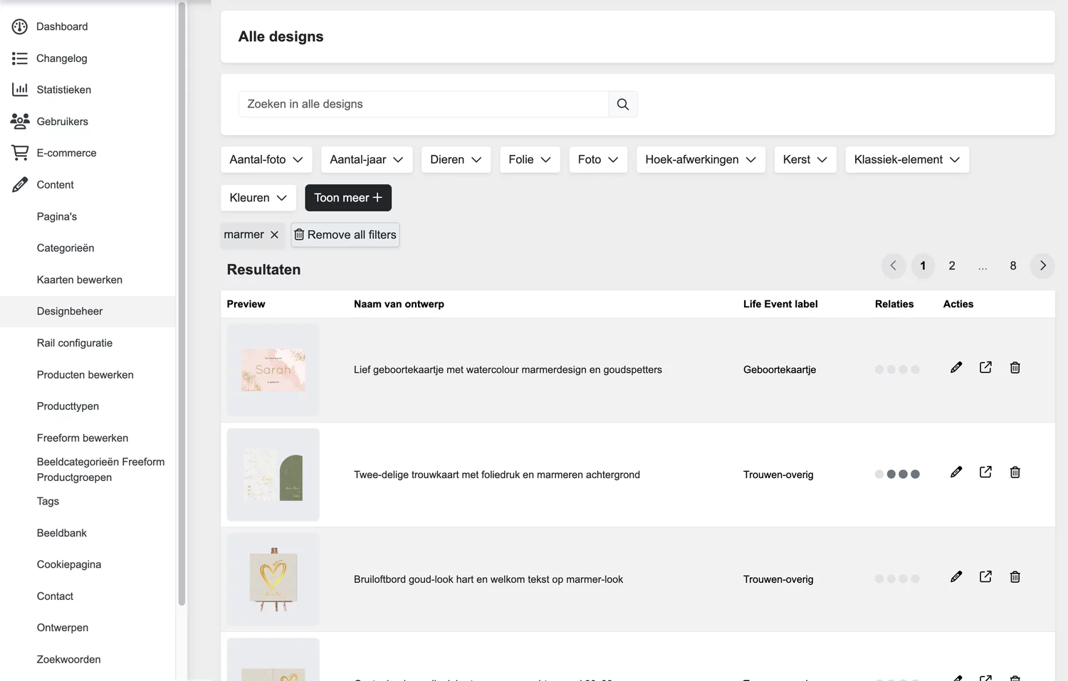 Design beheren op de site