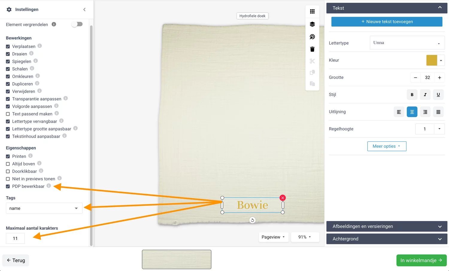 Voorbeeld Editor