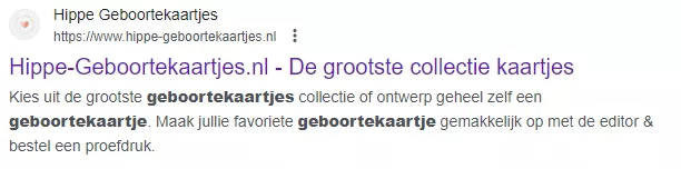 Metadescription getoond op Google Search pagina