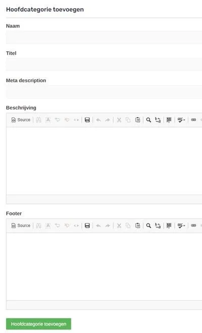 Categorie en subcategorie toevoegen