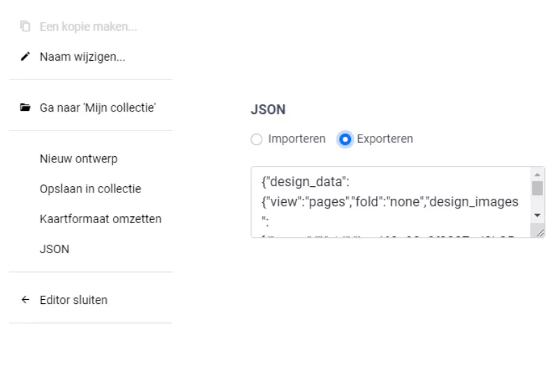 JSON exporteren