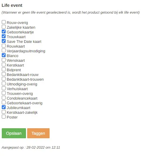 CMS producten bewerken