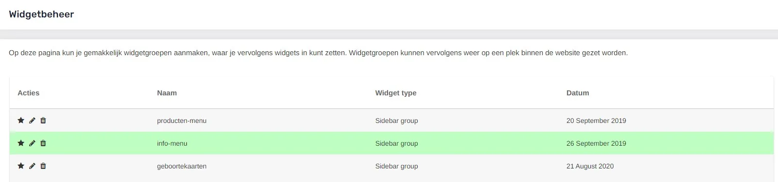 CMS widgets