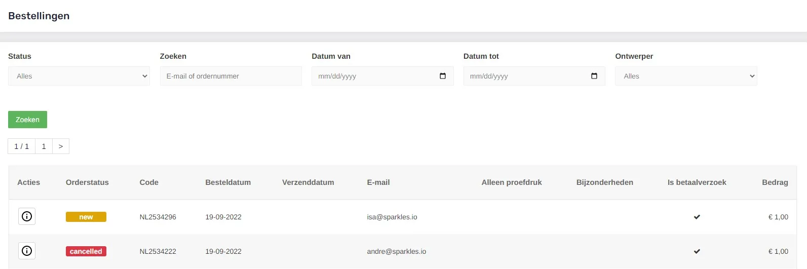 Overzicht betaalverzoeken in het CMS