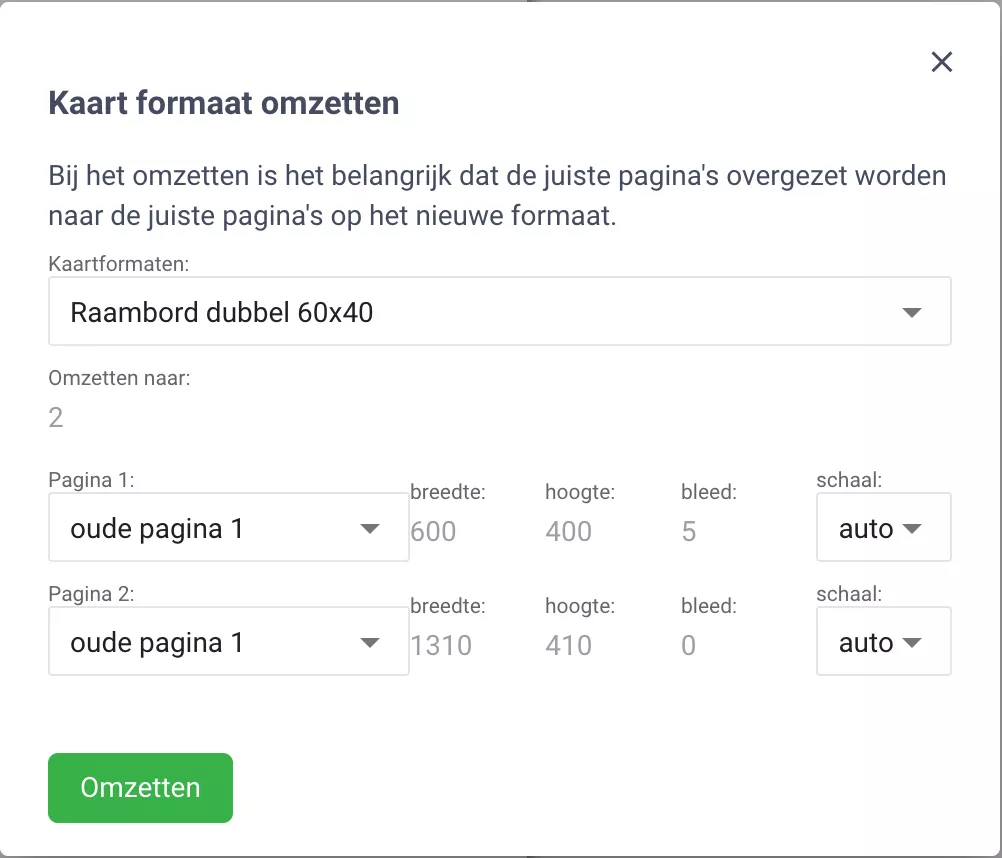 kaart naar raambord omzetten