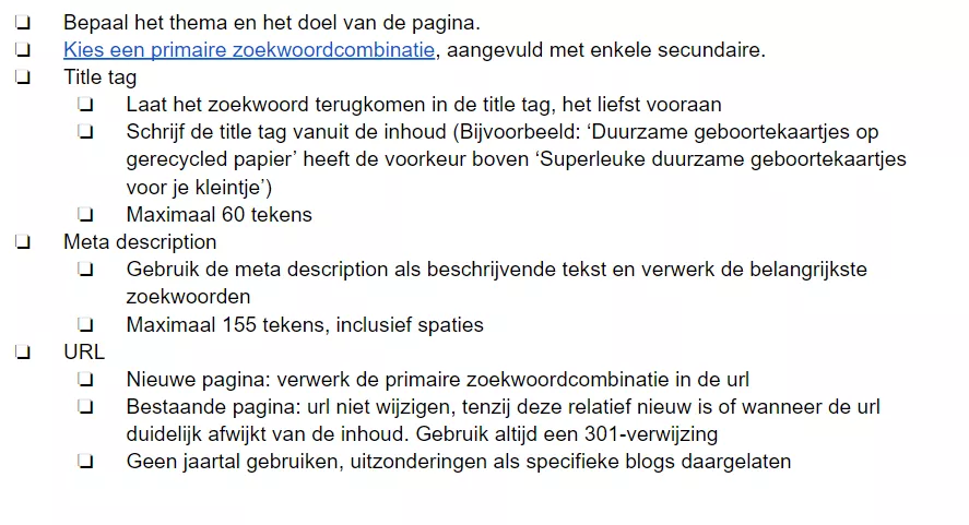 SEO checklist