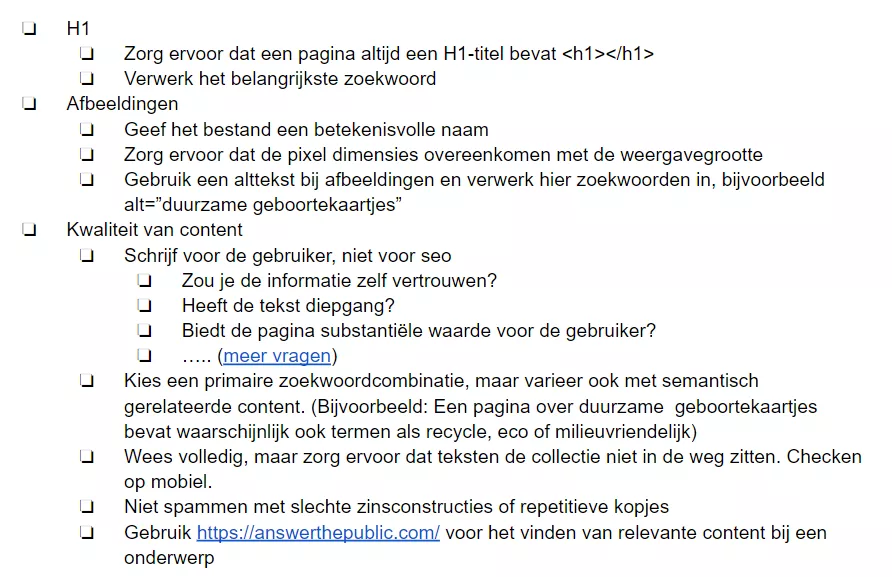 SEO checklist