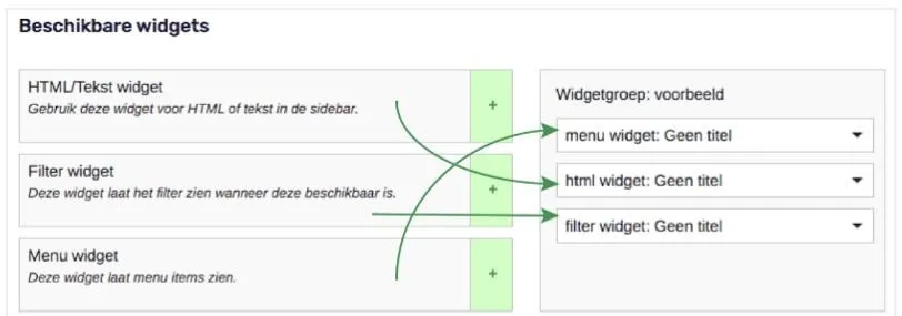 Beschikbare widgets