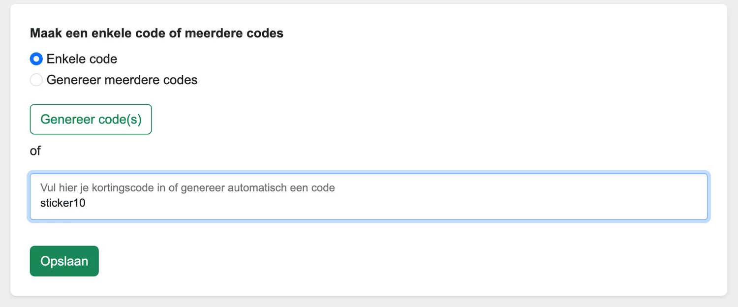 Specifieke Codes genereren