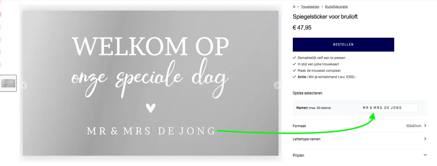 Gepersonaliseerde wijnkist voorbeeld