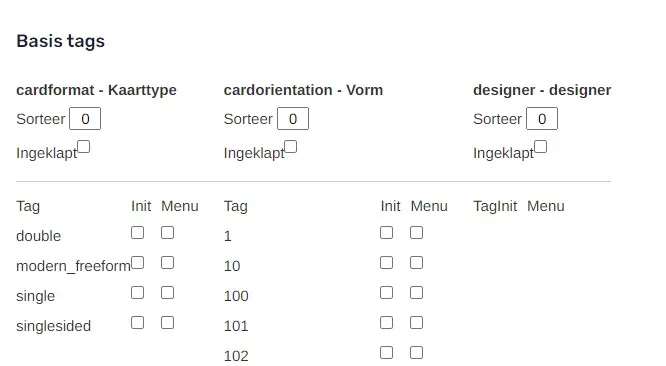Tags op pagina instellen