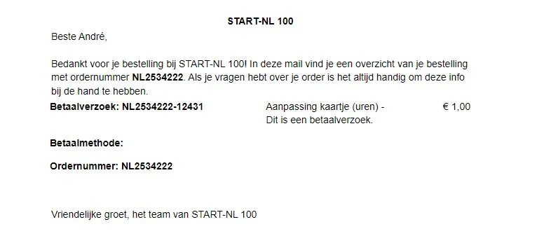 Voorbeeld betaalverzoek e-mail