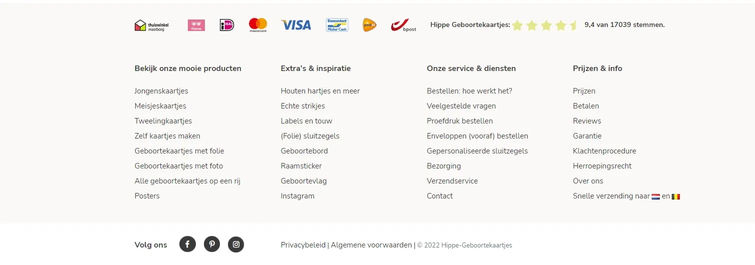 Voorbeeld footer navigatie