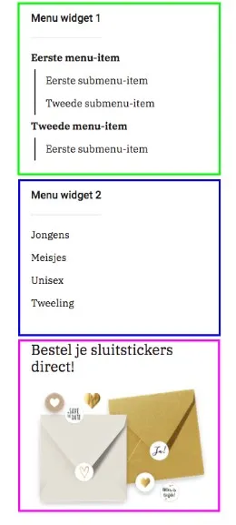 Voorbeeld van widgetmenu